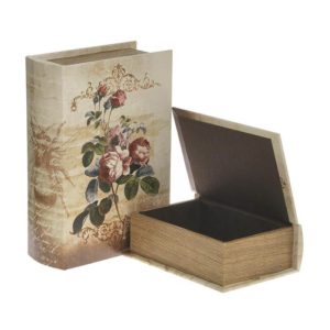 Inart Σετ Διακοσμητικά Κουτιά από Δερματίνη σε Σχήμα Βιβλίου 2τμχ