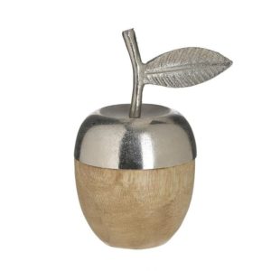 Inart Διακοσμητικό Μήλο από Αλουμίνιο Ασημί-Μπεζ 11x9x17cm