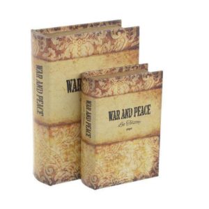 Inart Σετ Διακοσμητικά Κουτιά από Δερματίνη σε Σχήμα Βιβλίου 2τμχ