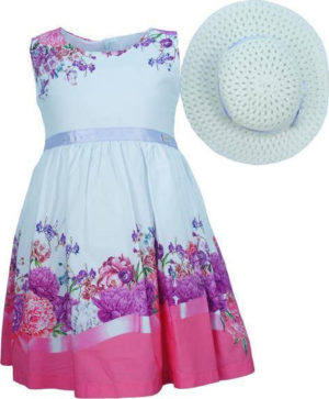 Φόρεμα Για Κορίτσι λουλούδια με καπέλο 202206