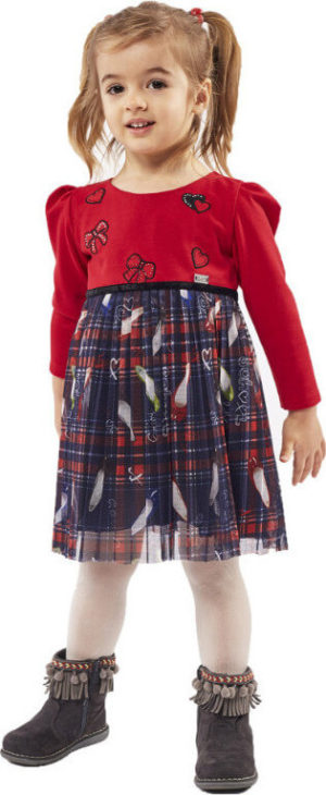 Εβίτα Παιδικό Φόρεμα Τούλι Μακρυμάνικο Κόκκινο 215292