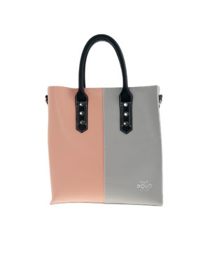 Γυναικεία τσάντα χειρός από οικολογικό δέρμα κωδ. 1308 | VQF POLO LINE - Pink/Gray