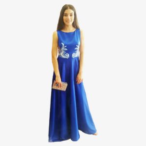 Φόρεμα Giorgio Ajutanti με διαφάνεια και δαντέλα K19-9026 BLUE