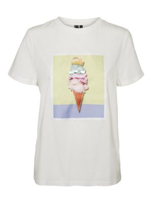 Γυναικείο T-shirt με τύπωμα VMLEONA VeroModa 10232384 Snow White ICE CREAM