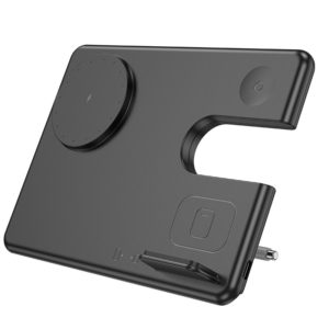 Επιτραπέζια Αναδιπλούμενη Βάση Ασύρματης Φόρτισης Hoco CQ1 Geek 3-σε-1 3A 15W Κάθετη Φόρτιση 3 Συσκευών 0-110° Μαύρο