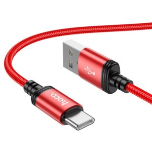 Καλώδιο σύνδεσης Hoco X89 Wind USB σε USB-C 3A 1m Κόκκινο Braided