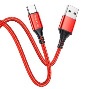 Καλώδιο σύνδεσης Borofone BX54 Ultra bright USB σε USB-C 2.4A Κόκκινο 1m Braided
