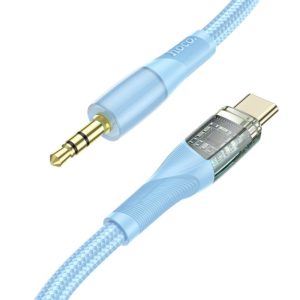 Καλώδιο σύνδεσης Ήχου Hoco UPA25 Transparent Discovery Edition USB-C σε 3.5mm Μπλε 1m Braided