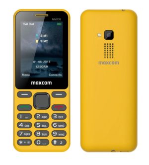 Maxcom MM139 (Dual Sim) 2,4 με Κυρτό Σώμα, Κάμερα, Φακό και Ραδιόφωνο (Λειτουργεί Χωρίς Ακουστικά) Κίτρινο