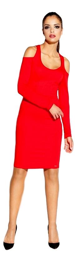 60008 DR Ελαστικό μίνι φόρεμα με γυμνούς ώμους-Κόκκινο - Κοκκινο