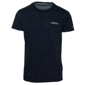 71377-01 Ανδρικό T-shirt λαιμόκοψη με διακριτικό κέντημα - μαύρο - Μαύρο