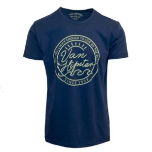 71638-12 Ανδρικό T-shirt με τύπωμα - Μπλέ Indigo - Μπλε