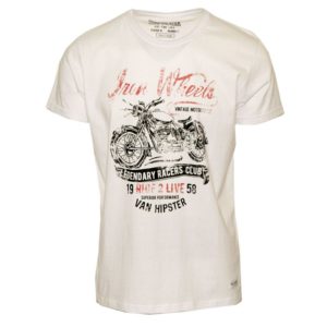 71497-02 Ανδρικό T-shirt με τύπωμα - Ασπρο - Ασπρο