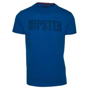71334-30 Ανδρικό T-shirt λαιμόκοψη με τύπωμα - μπλέ ρουά - Μπλε