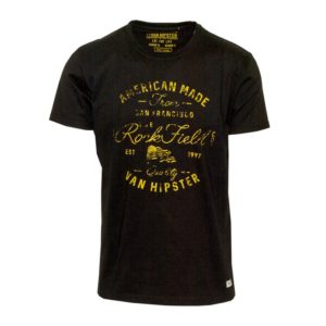 71498-01 Ανδρικό T-shirt με μοντέρνο τύπωμα - Μαύρο - Μαύρο