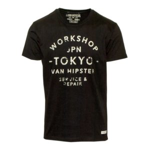 71499-01 Ανδρικό T-shirt με μοντέρνο τύπωμα - Μαύρο - Μαύρο