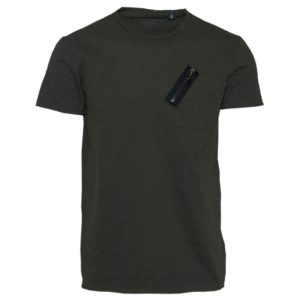 71376-16 Ανδρικό T-shirt με φερμουάρ - χακί - Χακί