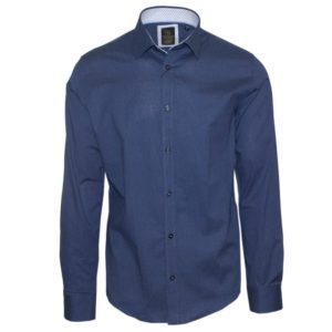 71381-12 Ανδρικό πουκάμισο εμπριμέ με μακρύ μανίκι - Μπλέ - Μπλε