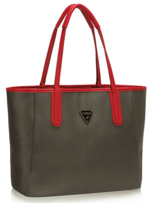 1279 LS Γυναικεία τσάντα διπλής όψης LS00506 -Γκρί / Κόκκινο - Γκρι