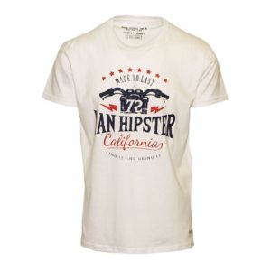 71490-02 Ανδρικό T-shirt με μοντέρνο τύπωμα - Ασπρο - Ασπρο