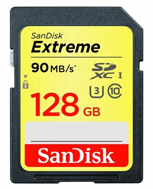 SanDisk Extreme SDXC 128GB 90MB/s UHS-I Class 10 U3 SDSDXNF-128G-GNCIN