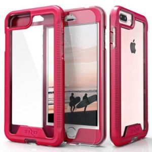 Zizo ION Single Layered Hybrid Cover w/ 9H Tempered Glass Screen Protector (Retail Packaging) - Pink/Clear - For iPhone 7/8 Plus - 1IONC-IPH7PLUSN-PKCL