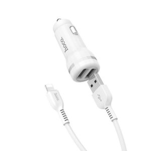 Car charger 2xUSB 2.4A +Iphone lightning cable HOCO Z27 STAUNCH white