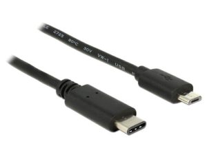 Delock Καλώδιο USB Type-C™ 2.0 αρσενικό >USB 2.0 τύπου Micro-B αρσενικό 1 m μαύρο 83602