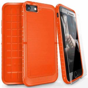 ZIZO Dynite by CLICK CASE for iPhone 8 / 7 Military Grade Drop Tested Cover Clear Tempered Glass Featuring Anti-Slip Grip- ORANGE. DYN-IPH7-OR