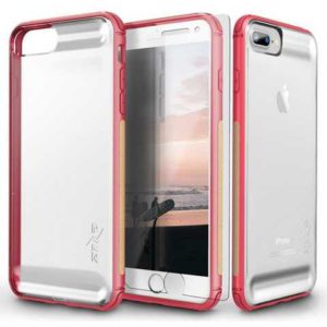 Zizo FLUX Hybrid Case w/ 9h Tempered Glass Screen Protector - Military Grade Drop Tested (Retail Packaging) For the iPhone 7 Plus - Hot Pink/Beige 1FLUX-IPH7PLUS-PKBE