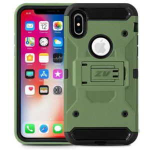 Zizo Tough Armor Style 2 Case with Holster in ZV Blister Packaging for Iphone X - Army Green/Black TGAM-IPHX-AGNBK