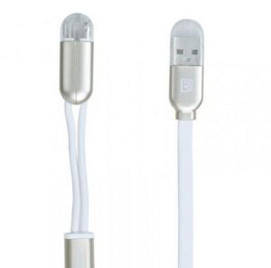 REMAX 2in1 Lightning & Micro USB Charging Data Cable (RC-025T) White