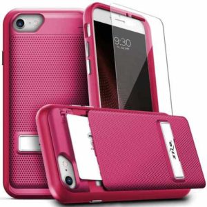 ZIZO Phase Series by CLICK CASE - Shockproof Cover 9H Glass, Hidden Wallet Back and Kickstand iPhone 7/8/SE 2020/2022 - Pink/Pink PHS-IPH7-PKPK