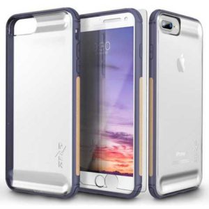 Zizo FLUX Hybrid Case w/ 9h Tempered Glass Screen Protector - Military Grade Drop Tested (Retail Packaging) For the iPhone 8/7 Plus - Purple/Beige 1FLUX-IPH7PLUS-PUBE