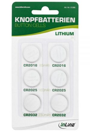 InLine® Button cells set, 3V Lithium, 2x CR2016, 2x CR2025