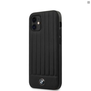 Δερμάτινη θήκη BMW Leather Hot Stamp Vertical Lines Cover για το iPhone 12 mini 5.4 Black (BMHCP12SPOCBK)