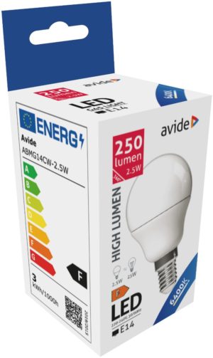 Avide LED Σφαιρική G45 2.5W E14 Ψυχρό 6400K Υψηλής Φωτεινότητας