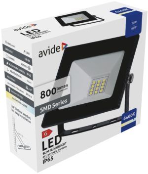 Avide LED Προβολέας Slim SMD 10W CW 6400K Value