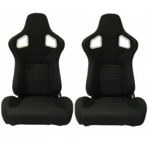 Καθίσματα Bucket RS Ύφασμα Μαύρο Με Άσπρες Ραφές Ζευγάρι 2 Τεμαχίων (CAR0017160)