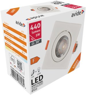Avide LED Χωνευτό Σπότ 38° Τετράγωνο 5W Λευκό 4000K