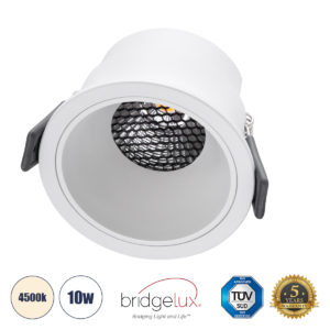 GloboStar® PLUTO-M 60254 Χωνευτό LED Spot Downlight TrimLess Φ8.4cm 10W 1300lm 38° AC 220-240V IP20 Φ8.4 x Υ5.9cm - Στρόγγυλο - Λευκό & Anti-Glare HoneyComb - Φυσικό Λευκό 4500K - Bridgelux COB - 5 Years Warranty