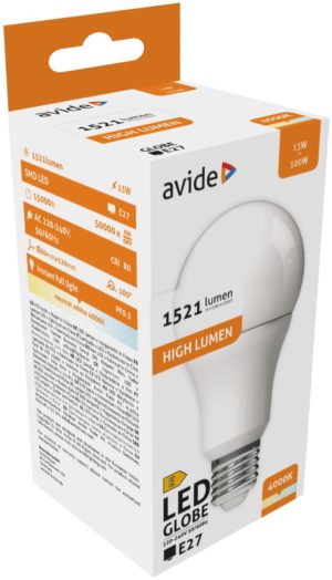 Avide LED Κοινή A60 13W E27 Λευκό 4000K