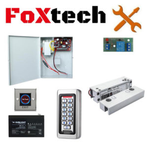Foxtech Έτοιμο Εγκατεστημένο Σύστημα Ηλεκτροπύρου Ελέγχου Κεντρικής Εισόδου Πολυκατοικίας για Γυάλινες Πόρτες (SAKIT4INS)