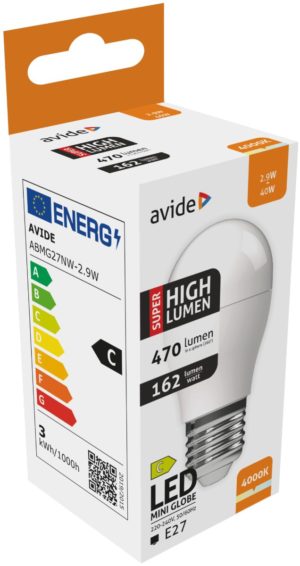 Avide LED Σφαιρική G45 2.9W E27 Λευκό 4000K Super Υψηλής Φωτεινότητας