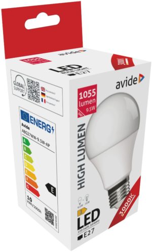 Avide LED Κοινή A60 9.5W E27 Θερμό 3000K Υψηλής Φωτεινότητας