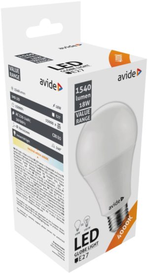 Avide LED Κοινή 18W E27 Λευκό 4000K Value