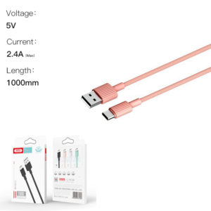 XO NB156 USB Καλώδιο Φόρτισης για Type-C Ρόζ