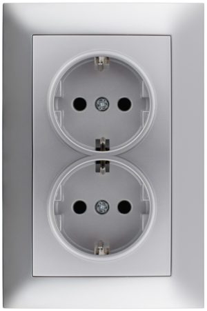 Entac Arnold Recessed wall socket 2x earthed Silver