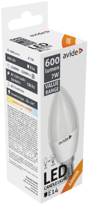Avide LED Κερί 7W E14 Λευκό 4000K Value