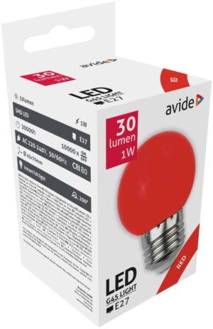 Avide LED Διακοσμητική Λάμπα G45 1W E27 Κόκκινο